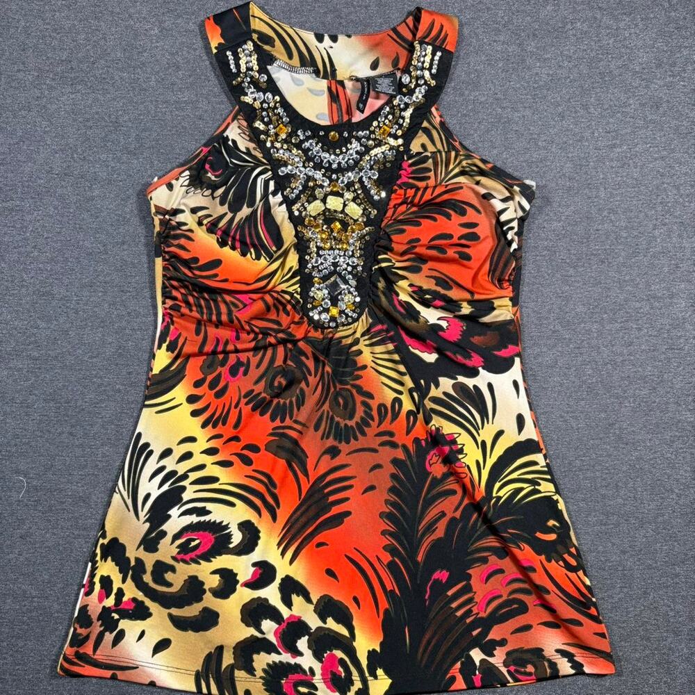 Y2k mcbling rhinestone halter tank